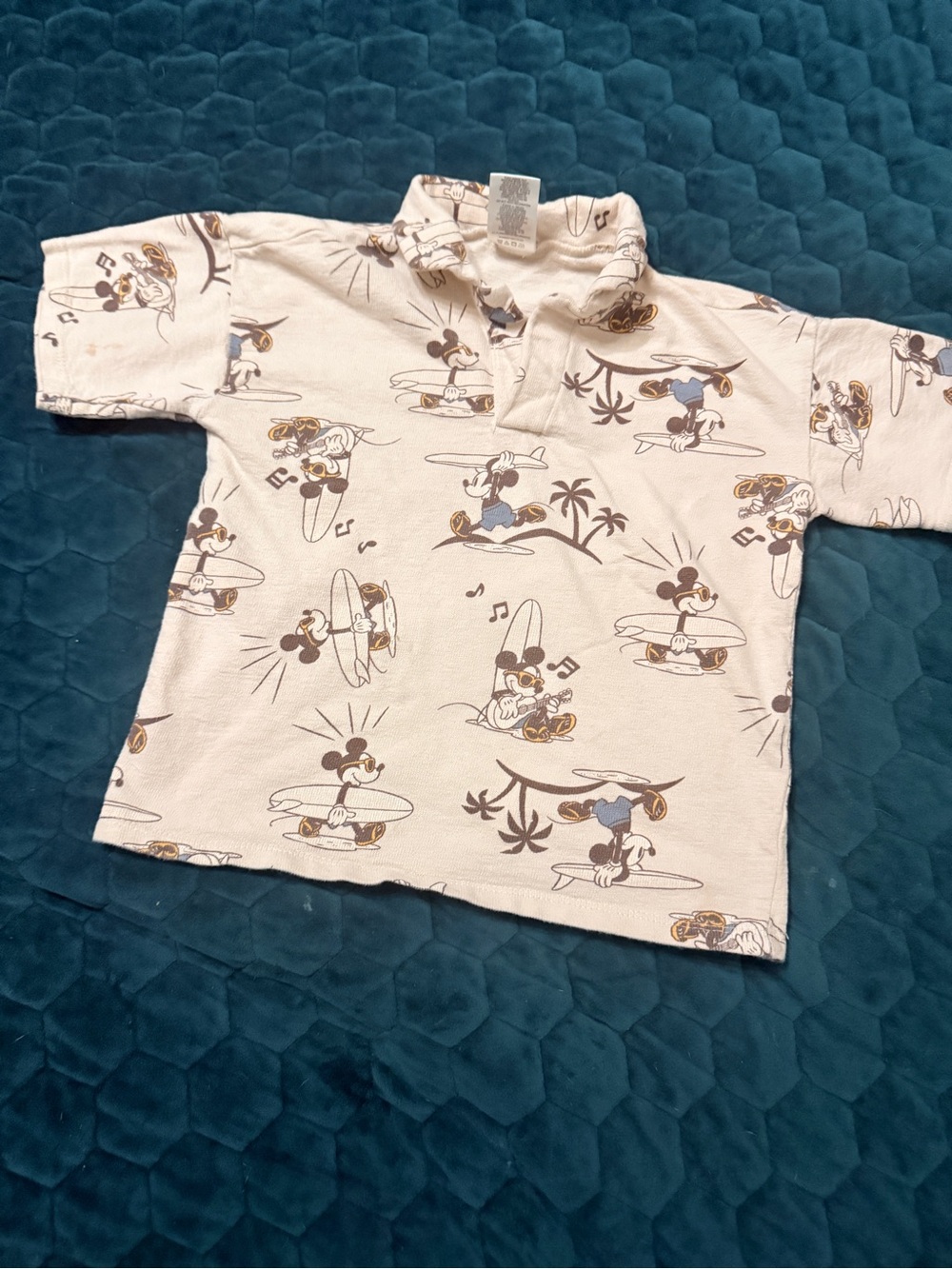 Disney’s Junior Mickey Surf Polo Shirt - 5T Cream Brown